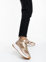 Pantofi sport dama aurii din material textil si material sintetic Varava