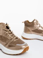 Pantofi sport dama aurii din material textil si material sintetic Varava