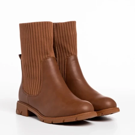 Botine dama maro din piele ecologica si material textil Camryn