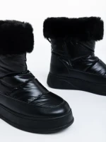 Cizme dama negre din piele ecologica si material textil Janicia