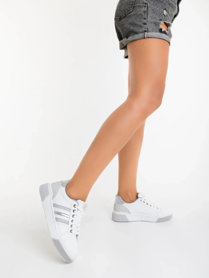 Pantofi sport dama albi din piele ecologica Pricilla