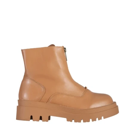 Botine dama camel  din piele ecologica Celestina