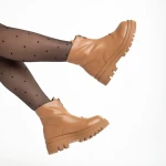 Botine dama camel  din piele ecologica Celestina