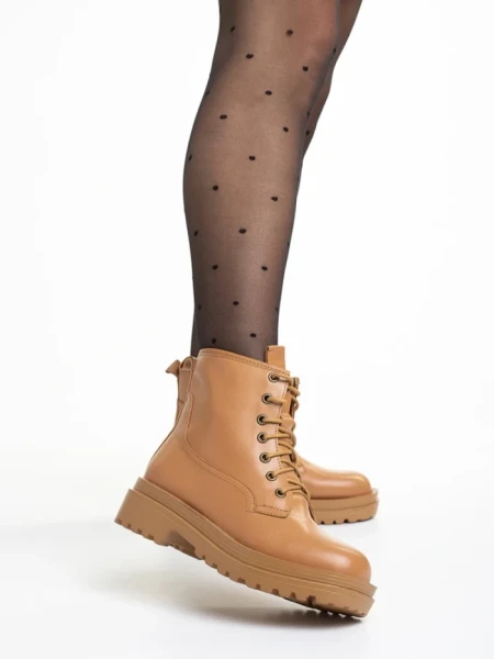 Botine dama bej din piele ecologica Adora