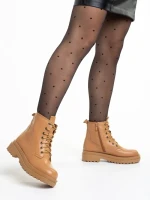 Botine dama bej din piele ecologica Adora