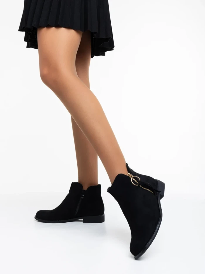 Botine dama negre din material textil Sharyl