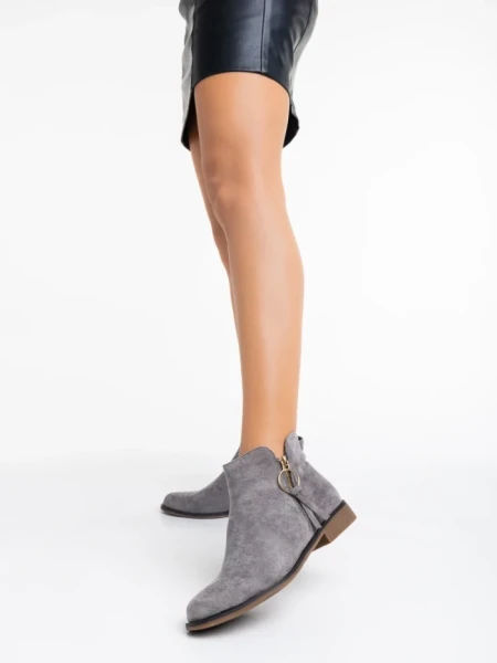 Botine dama gri din material textil Sharyl