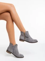 Botine dama gri din material textil Sharyl