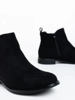 Botine dama negre din material textil Sauda