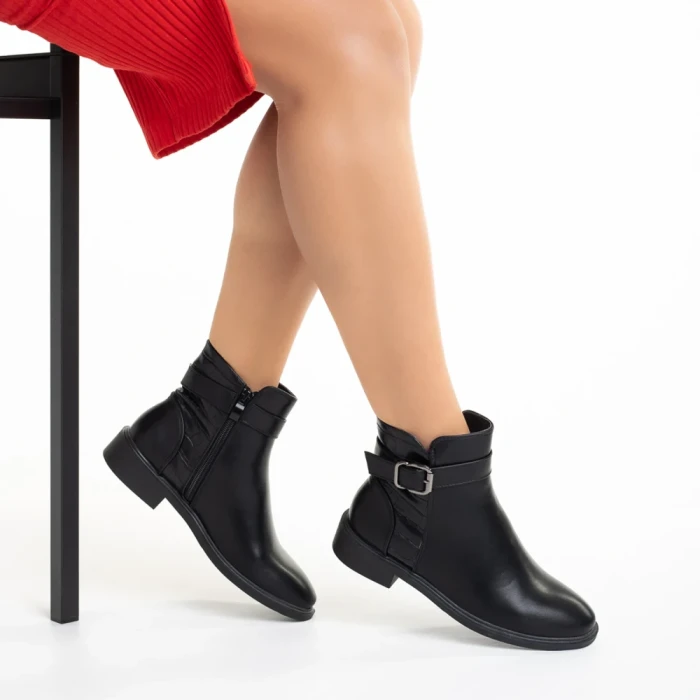 Botine dama negre din piele ecologica Demiana
