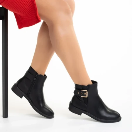 Botine dama negre din piele ecologica Elliana