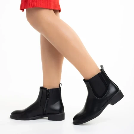 Botine dama negre din piele ecologica Daviana