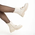Botine dama bej din piele ecologica Patrisha