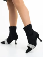 Botine dama negre din material textil Revonda