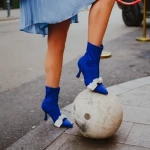 Botine dama albastre din material textil Revonda