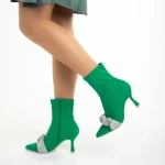 Botine dama verzi din material textil Revonda