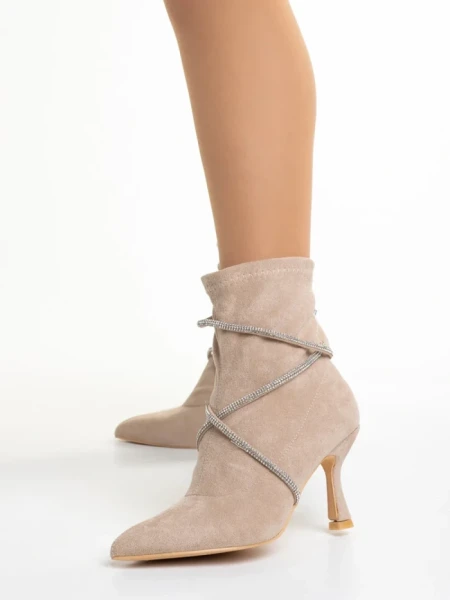 Botine dama bej din material textil Sommer