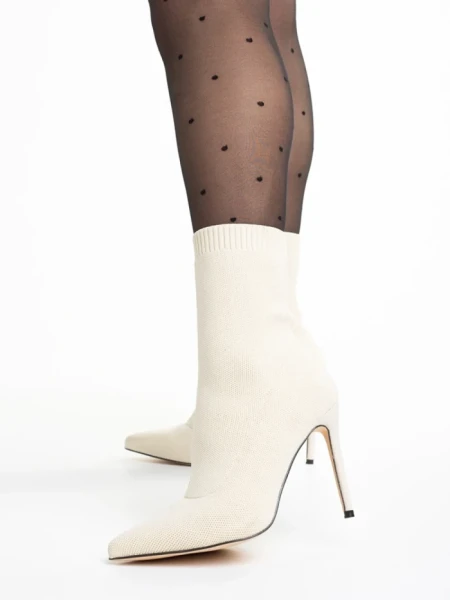Botine dama bej din material textil Alaina