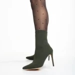 Botine dama verzi din material textil Alaina