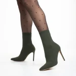 Botine dama verzi din material textil Alaina