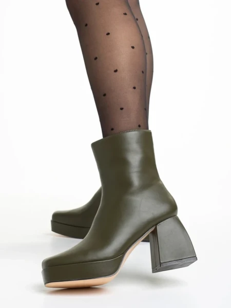 Botine dama verzi din piele ecologica Emersyn