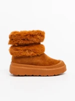 Cizme dama camel din material textil Razenda