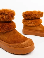 Cizme dama camel din material textil Razenda