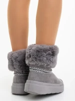 Cizme dama gri din material textil Nelina