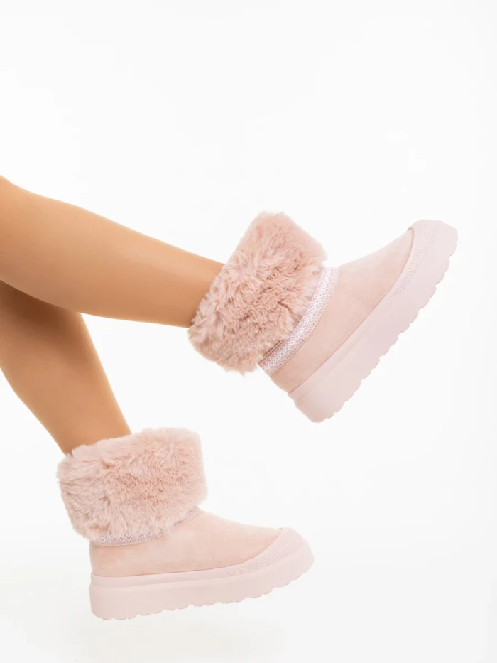 Cizme dama roz din material textil Nelina
