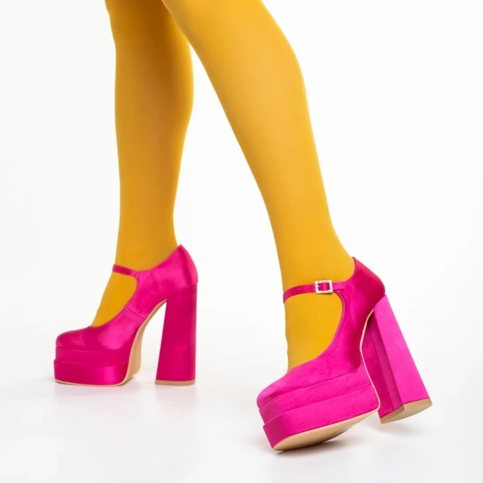 Pantofi dama fucsia din material textil Caira