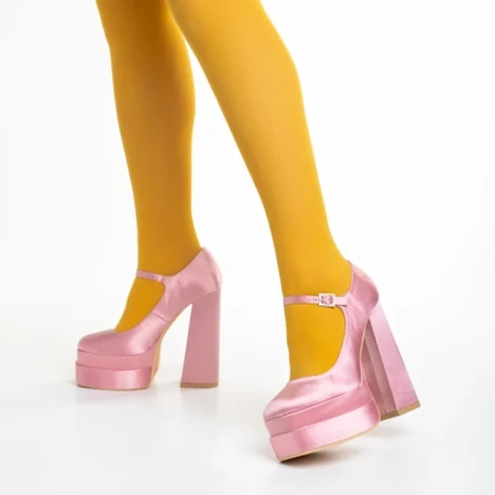Pantofi dama roz din material textil Caira
