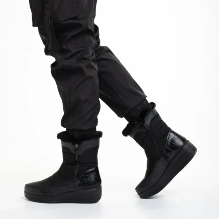 Cizme dama negre din material textil Justine