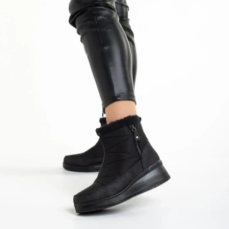 Cizme dama negre din material textil Madelina