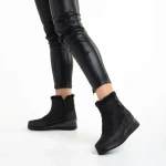 Cizme dama negre din material textil Madelina