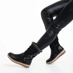 Cizme dama negre din piele ecologica si material textil Collete