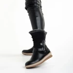 Cizme dama negre din piele ecologica si material textil Collete