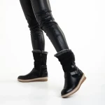 Cizme dama negre din piele ecologica si material textil Collete