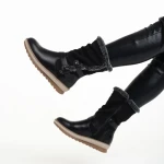 Cizme dama negre din piele ecologica si material textil Collete