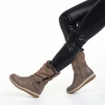 Cizme dama bej din piele ecologica si material textil Collete