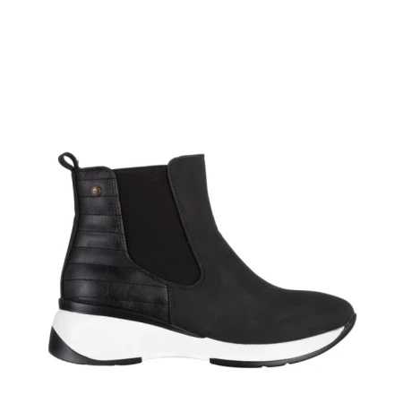 Botine dama negre din piele ecologica Ivanka
