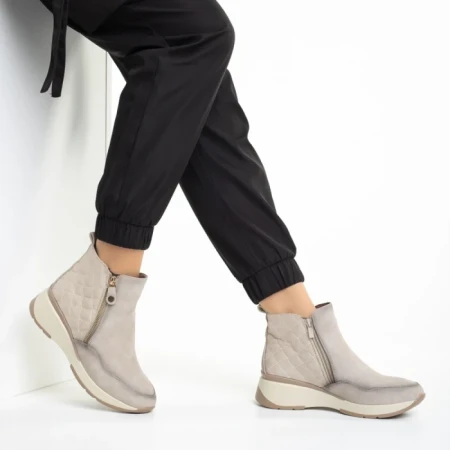 Botine dama bej din piele ecologica Golda