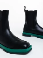 Cizme dama negre cu verde din piele ecologica Omolara