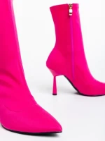 Botine dama fucsia din material textil Valeda