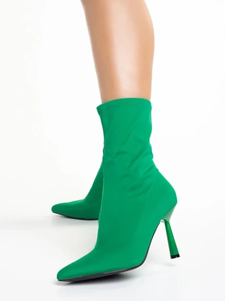 Botine dama verzi din material textil Valeda