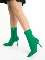 Botine dama verzi din material textil Valeda
