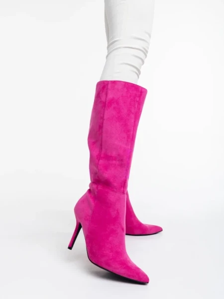 Cizme dama fucsia din material textil Aleksandra