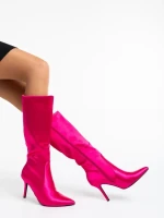 Cizme dama fucsia din material textil Saori