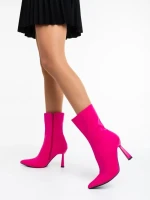 Botine dama fucsia din material textil Vanice