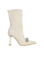 Botine dama bej din material textil Pamelyn