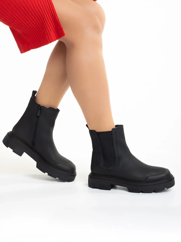 Botine dama negre din piele ecologca Alodie